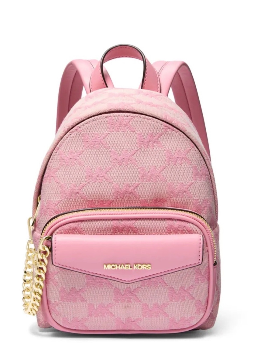 Michael Kors Pink MK Logo Mini Backpack with Gold Hardware